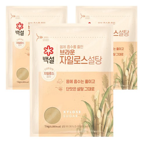 백설 자일로스 브라운 설탕, 1kg, 3개