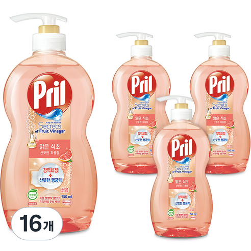 프릴 시크릿 오브 맑은 식초 자몽, 750ml, 16개