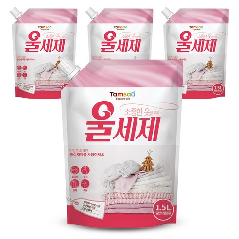 탐사 플러스 울세제 파우치형 리필, 1.5L, 4개