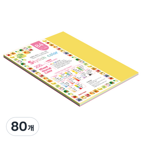 종이문화 SN 스타일리쉬 노멀 두꺼운 혼합색지 205g 12 Vivid Tone, 80개, B4