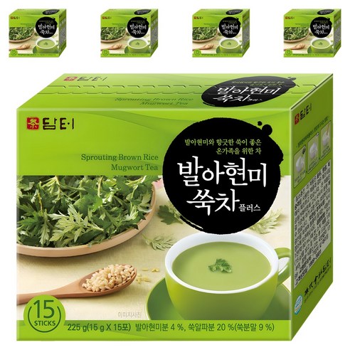 담터 발아현미 쑥차 플러스, 15g, 15개입, 5개