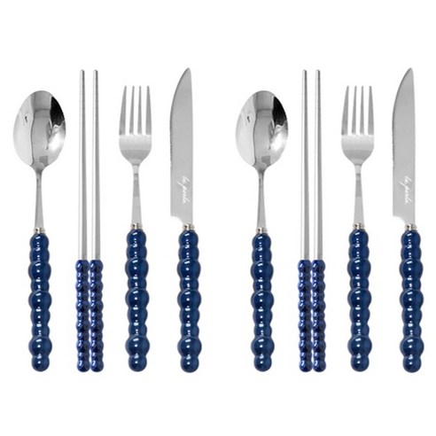 버블 커트러리 4종 세트 S180, 네이비블루, 숟가락(2P) + 젓가락(2P) + 포크(2P) + 나이프(2P), 1세트