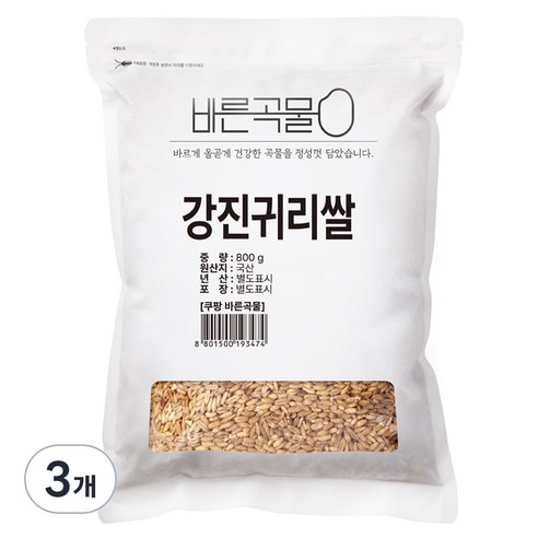 바른곡물 국산 강진 귀리쌀, 800g, 3개