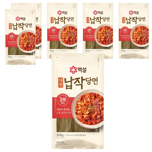 백설 대왕 납작당면, 300g, 6개