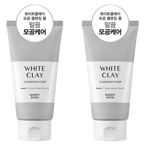 해피바스 화이트 클레이 모공 클렌징폼, 150g, 2개