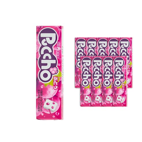 UHA 미카쿠도 푸쵸 스틱캔디 그레이프 포도맛, 50g, 10개