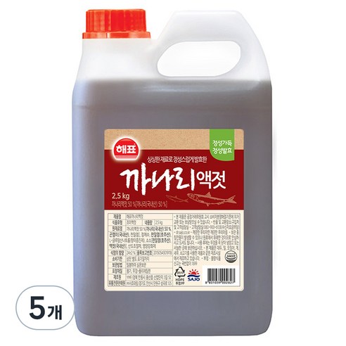 해표 까나리액젓, 2.5kg, 5개