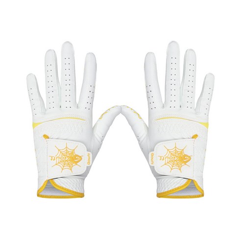 고프트 여성 골프장갑 스파이더웹 양손착용, 옐로우, 1세트 골프양손장갑