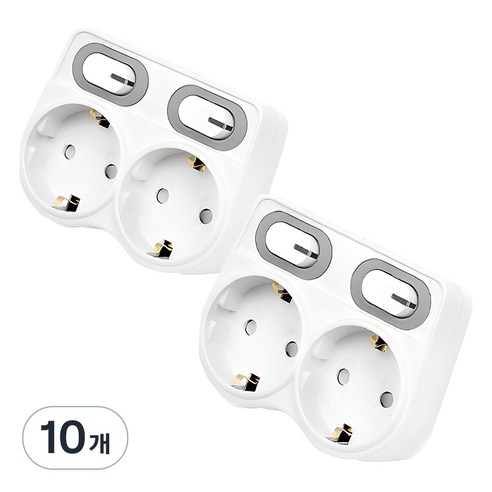 에코파워탭 LED L자 멀티탭 2구 EPM-L402L, 9.1cm, 화이트, 10개