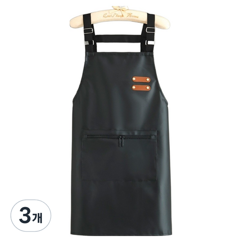 심쿵하니 다용도 방수 앞치마, 블랙, 3개