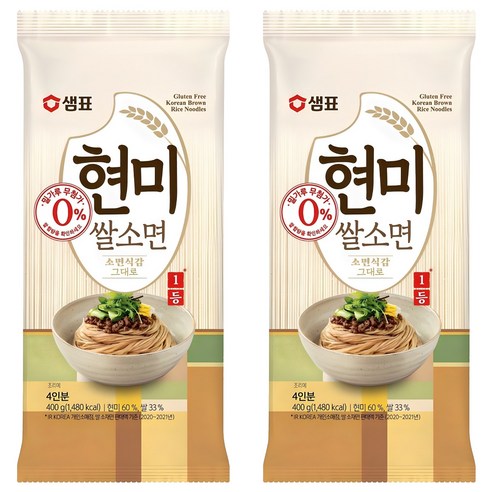 샘표국시 현미쌀소면, 400g, 2개