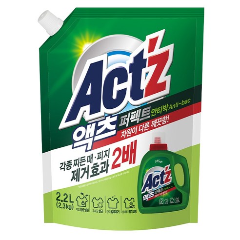 액츠 퍼펙트 안티박 액상세제 리필, 2.2L, 1개