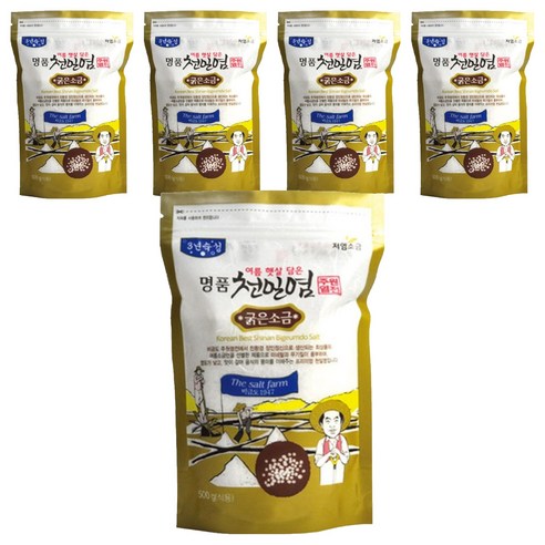 주원염전 여름햇살담은 명품천일염 굵은소금, 500g, 5개
