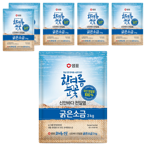 샘표 한여름눈꽃 굵은소금, 3kg, 6개