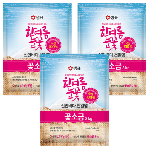 샘표 한여름눈꽃 꽃소금, 3kg, 3개