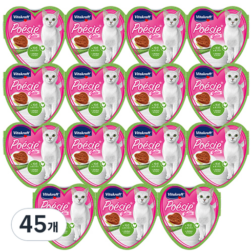 비타크래프트 포에시 하트캔 고양이 주식캔 치킨&캣그라스, 치킨 + 캣그라스, 85g, 45개
