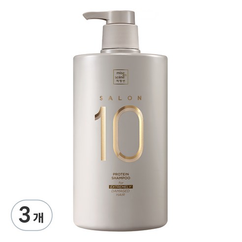 미쟝센 살롱 10 단백질 샴푸 극손상모발용, 990ml, 3개
