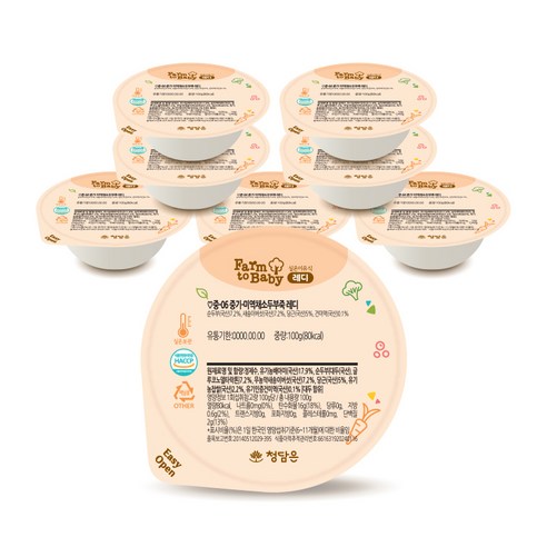 팜투베이비 레디 실온이유식 중기 7~8개월 F세트, 미역채소두부죽, 100g, 8개