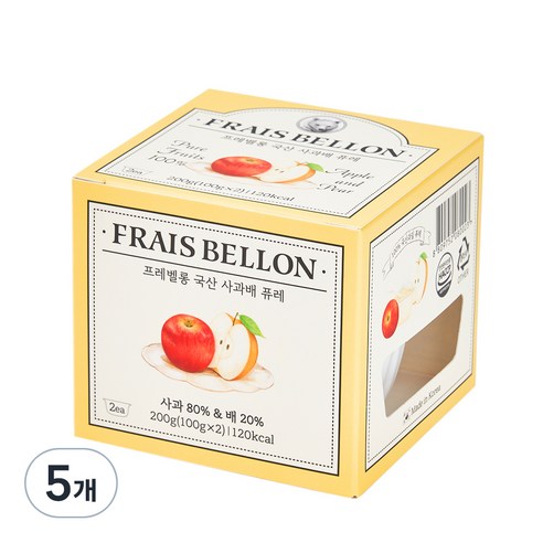 프레벨롱 국산 과일퓨레, 사과배, 200g, 5개
