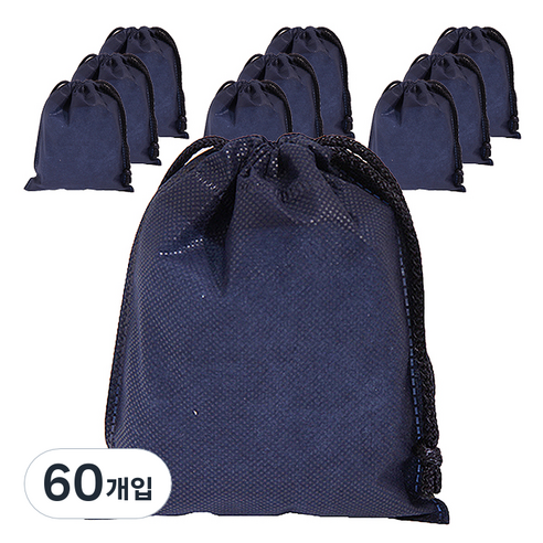 봄91 SYP 끈조리개 부직포 주머니 15 x 18 cm, 네이비, 60개입