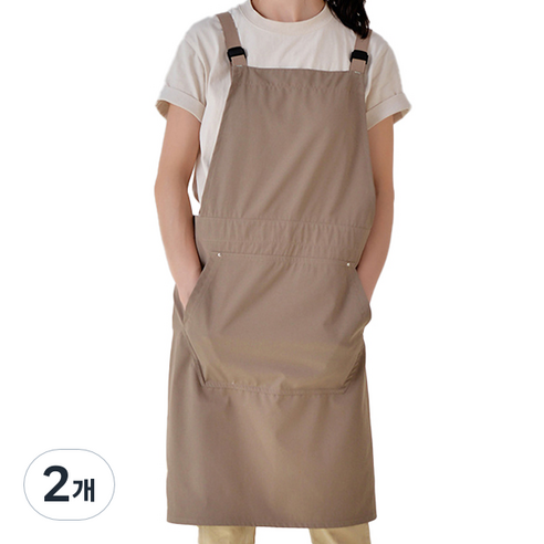 순잠 길이 조절 슬림 소프트 앞치마, 베이지, 2개