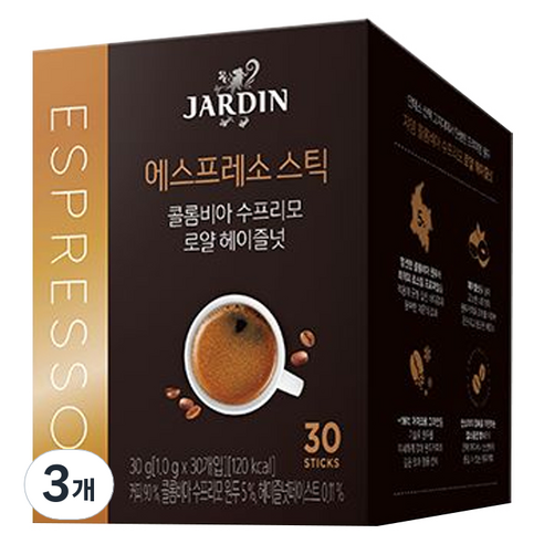 쟈뎅 로얄 헤이즐넛 콜롬비아 수프리모 커피, 30개입, 3개