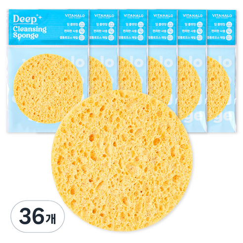 비타할로 딥클렌징 해면 스펀지, 옐로우, 36개