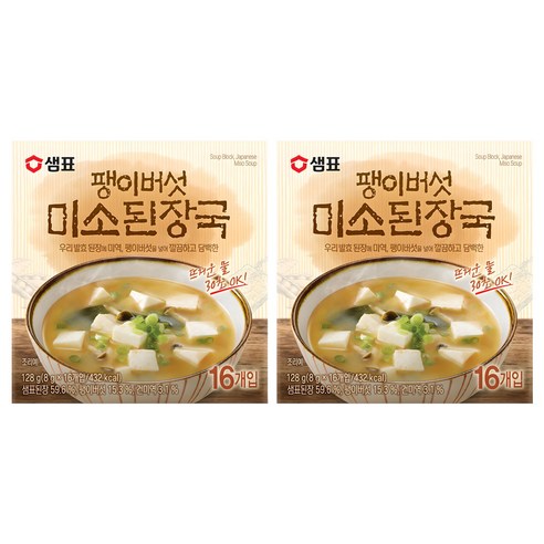 샘표 팽이버섯 미소된장국 16개입, 128g, 2개