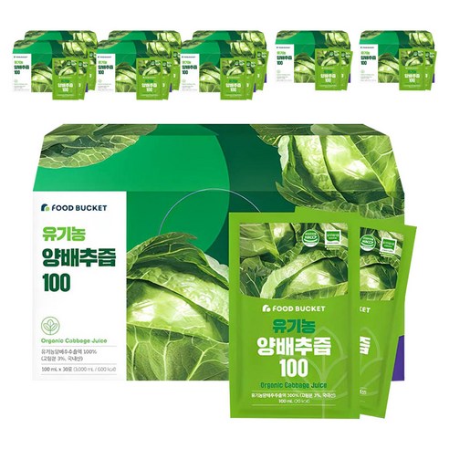 푸드버킷 국내산 유기농 양배추즙 100, 3L, 9개