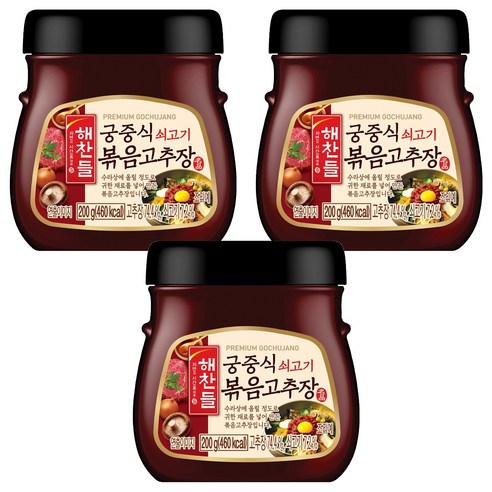 해찬들 궁중식 쇠고기 볶음고추장, 200g, 3개