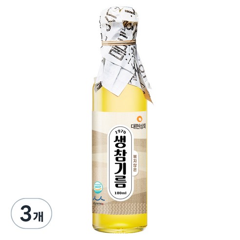 대현상회 볶지않은 생참기름, 3개, 180ml