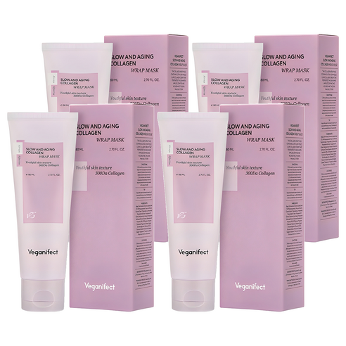 비건이펙트 슬로우 앤 에이징 저분자 콜라겐 물광 랩마스크 80ml, 1개입, 4개