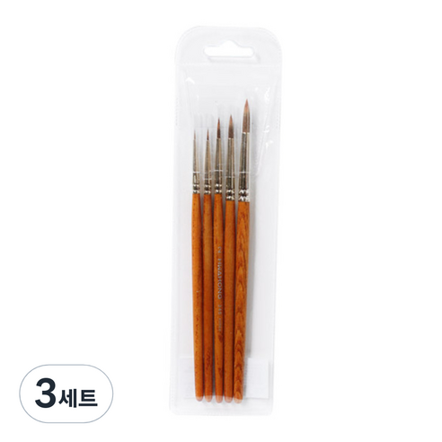 화홍산업 345 다용도 세필붓 세트 5종, 0호, 1호, 2호, 3호, 4호, 3세트
