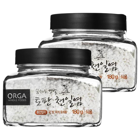 올가홀푸드 숨쉬는 갯벌 토판천일염, 180g, 2개