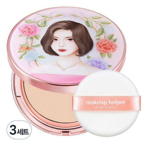 메이크업헬퍼 아트 팩트 오리지널 프로피니쉬 25g 러블리레이첼 + 전용 퍼프 세트, 23호 내추럴베이지, 3세트