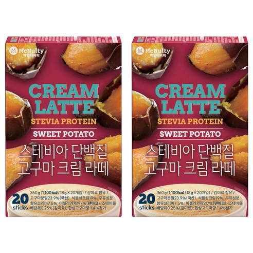 맥널티커피 스테비아 단백질 고구마 크림 라떼, 2개, 20개입, 18g