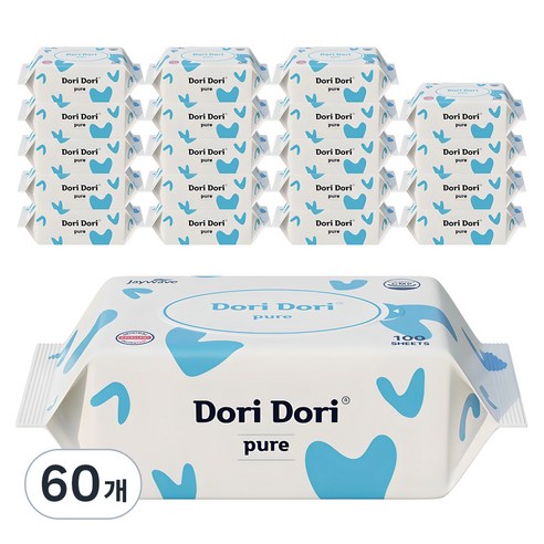 도리도리 퓨어 물티슈 리필형, 35g, 100개입, 60개