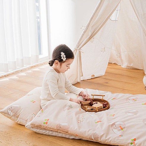 아리베베 순면 사계절 리버시블 낮잠이불세트 일체형, 바니와당근 어린이집낮잠이불