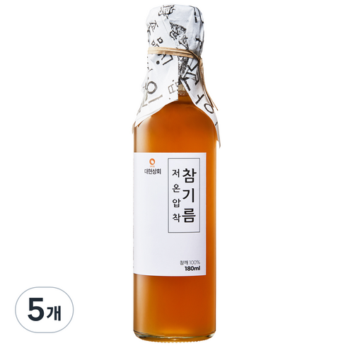 대현상회 저온압착 참기름, 5개, 180ml