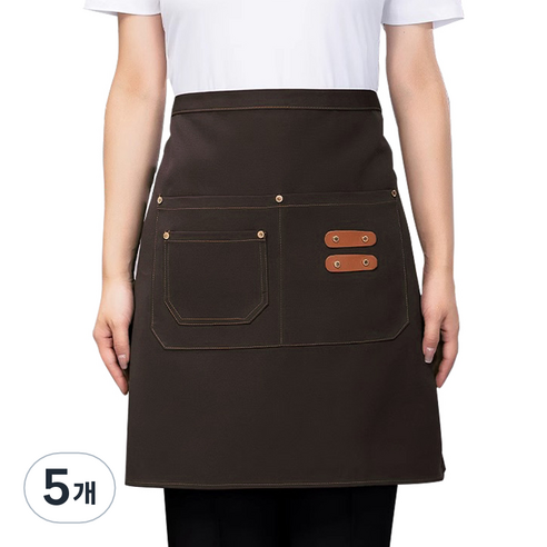 더블톤 레스토랑 고급 하프 캔버스 앞치마, 커피, 5개
