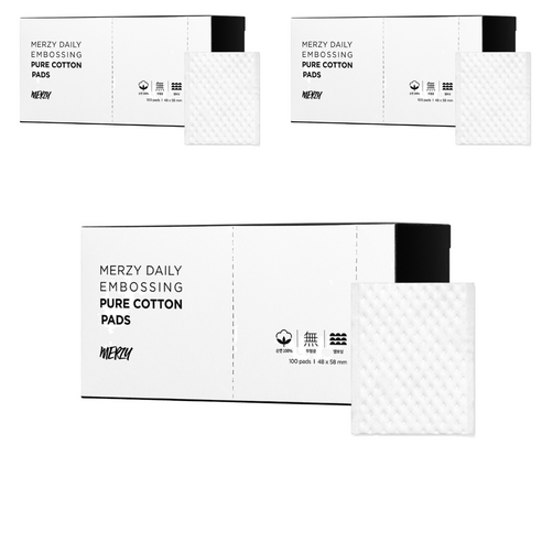 머지 데일리 엠보싱 순면 화장솜, 100개입, 3개