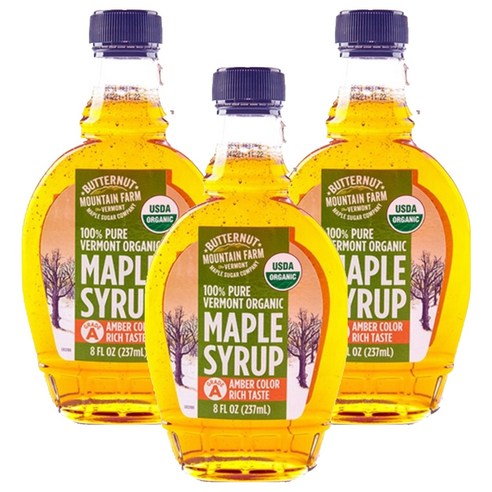 버터넛마운틴팜 유기농 메이플시럽, 237ml, 3개