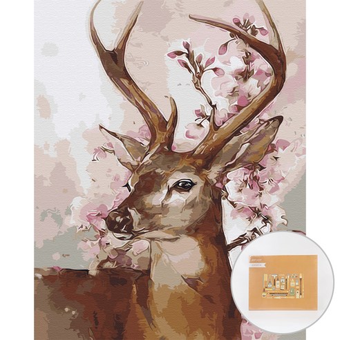 아트조이 DIY 명화 그리기 세트 40 x 50 cm 세로형, 행운꽃사슴 2, 1세트