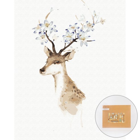 아트조이 DIY 명화 그리기 세트 40 x 50 cm 세로형, 행운꽃사슴 4, 1개