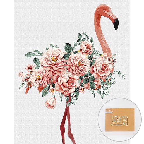 아트조이 DIY 명화 그리기 세트 40 x 50 cm 세로형, 플라워 플라밍고, 1개