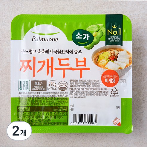 풀무원 소가 찌개두부, 290g, 2개 냉장/냉동/간편요리