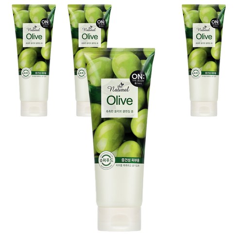 온더바디 더 내추럴 올리브 촉촉한 클렌징 폼, 200g, 4개