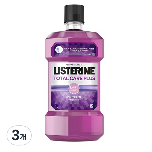 리스테린 토탈케어 플러스 구강청결제, 1000ml, 3개