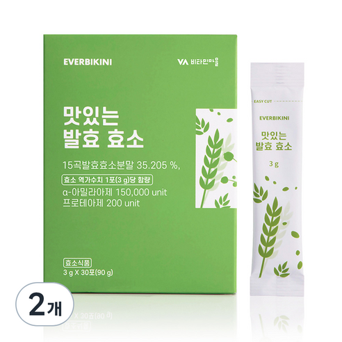 에버비키니 15곡물 맛있는 발효 효소 분말 30p, 2개, 90g