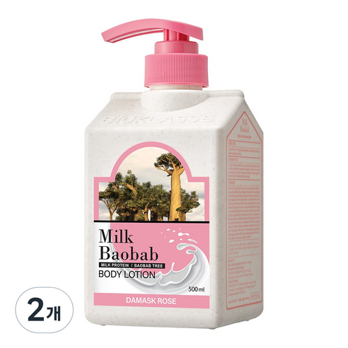 밀크바오밥 대용량 바디로션 다마스크 로즈향, 500ml, 2개